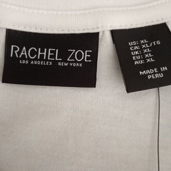NWT Rachel Zoe White Crew Neck Short Cuffed Sleeve Tee T-Shirt - Picture 5 of 7